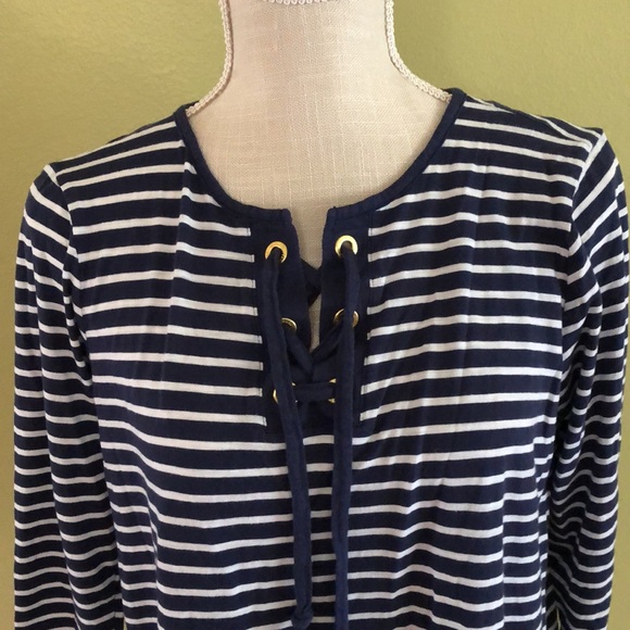 Michael Michael Kors Women’s 3/4 Sleeve Striped Tee - Picture 2 of 6